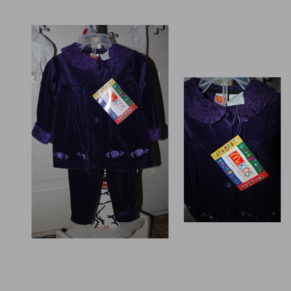 NWT McKIDS Purple Velour Pants Set Size 12 Month